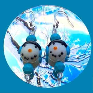 Snowman earring set w/ Swarovski crystals